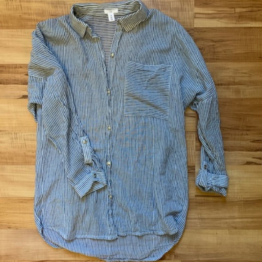 BP Nordstrom striped roll tab button down